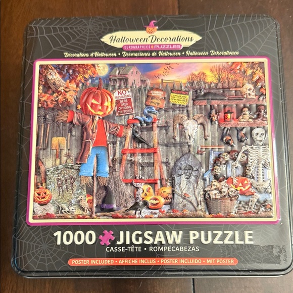 Eiurographics Halloween Decorations 1000-Piece Puzzle in Tin case.  Complete - Picture 1 of 6